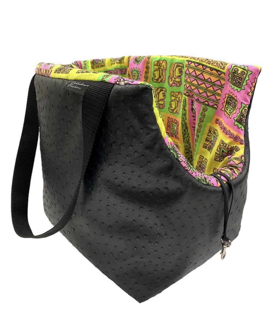 Toucan Black Faux Leather and Cotton Dog Carrier