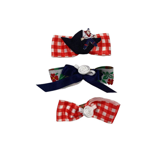 Dog Hair Bow Clips Set of 3 Red